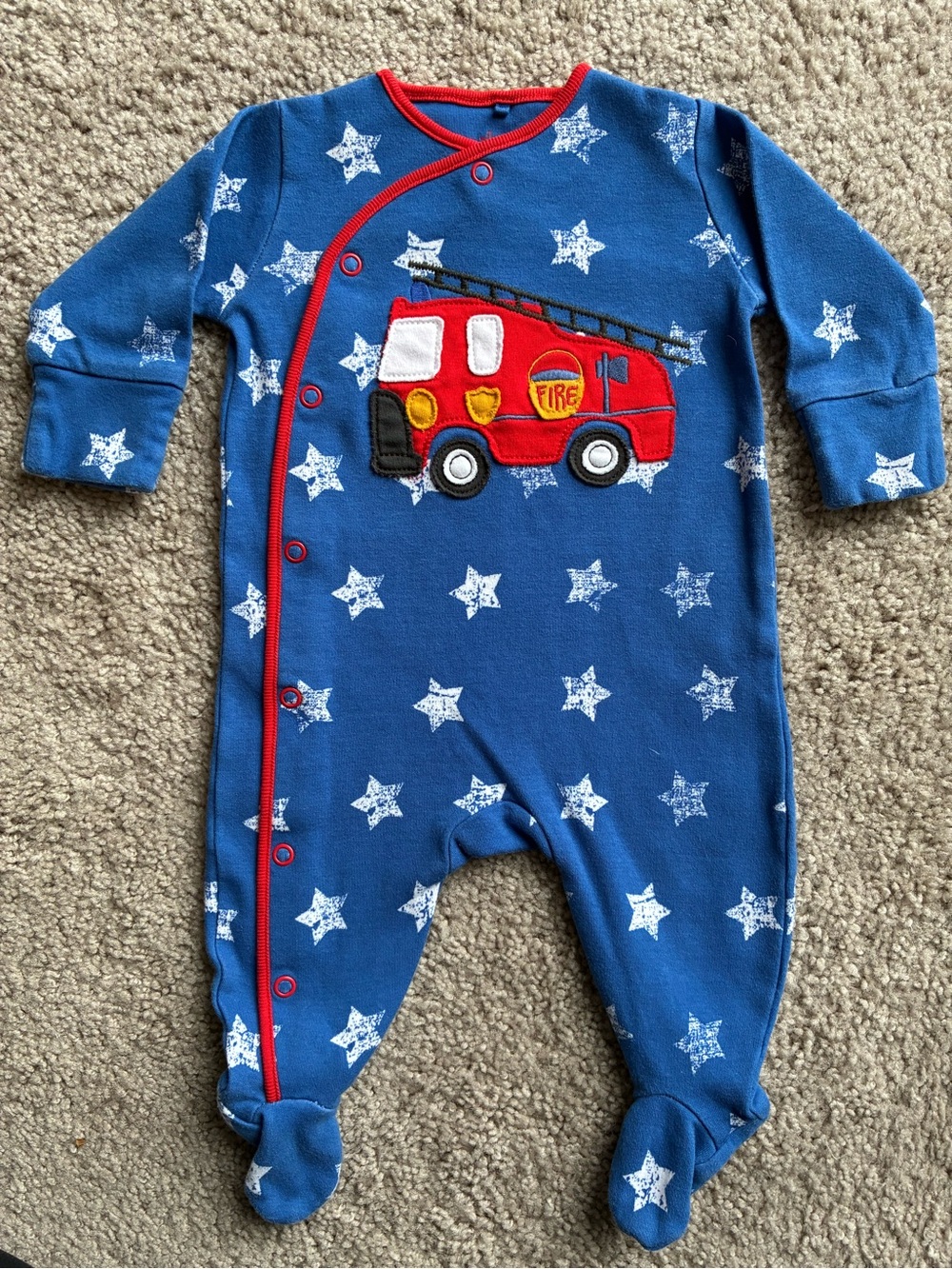 Next Blue Star Firetruck Footed One-Piece for Kids